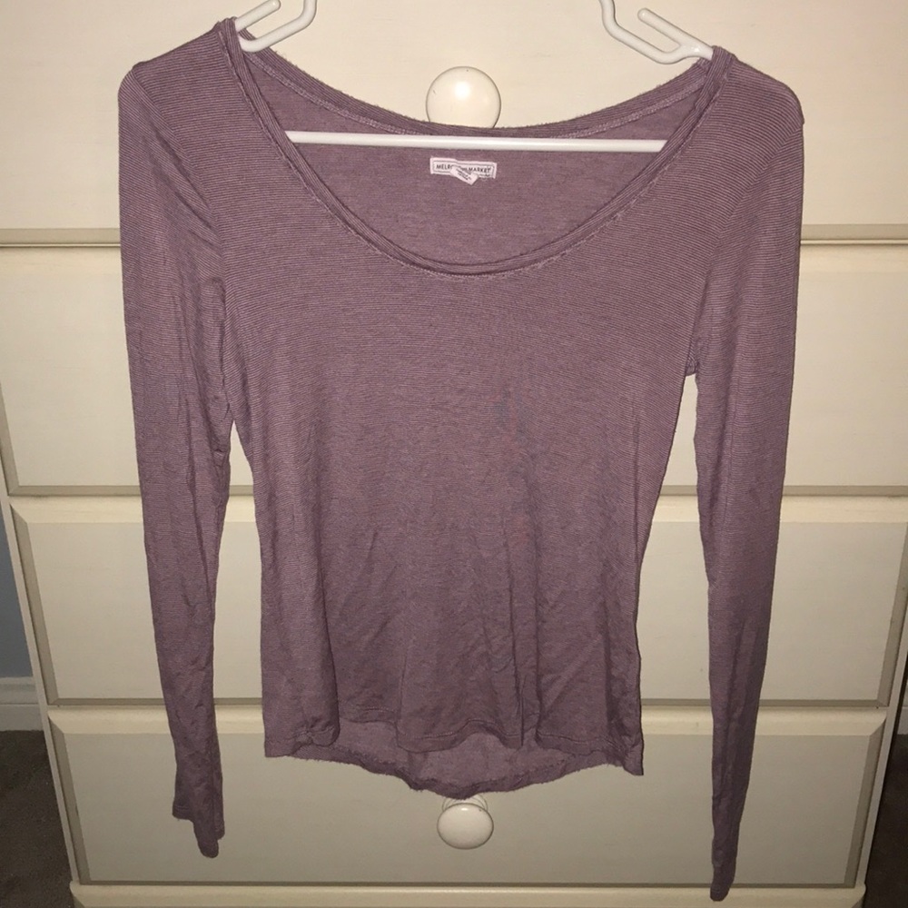 Purple striped long sleeve shirt